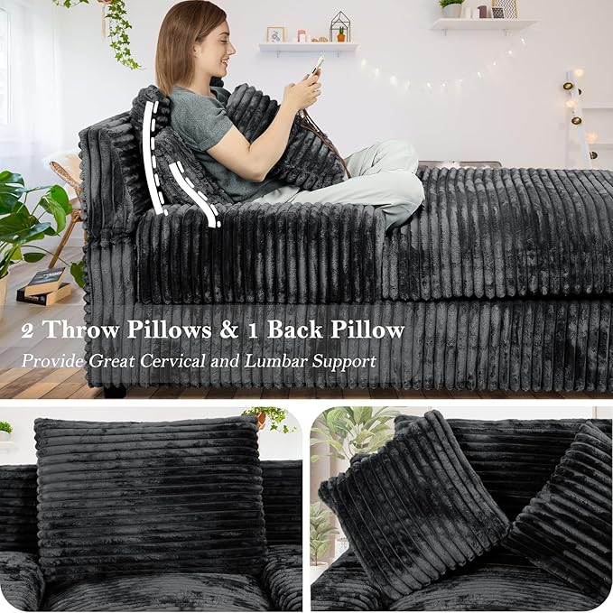 59 Inches Chaise Lounge Indoor with Adjustable Backrest Single Sleeper Sofa Chair with Lumbar Pillows Upholstered Sofa Bed for Living Room Bedroom Office