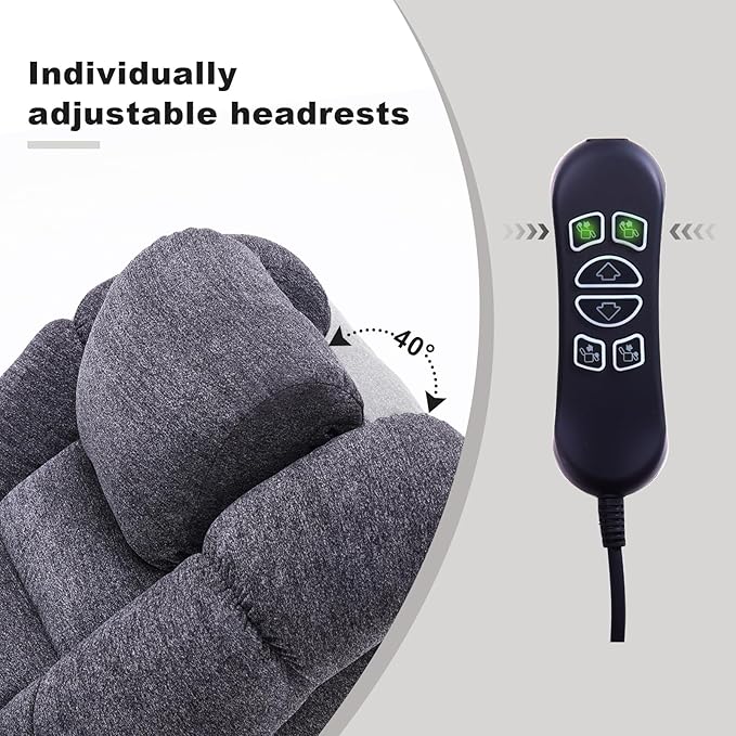 Triple Motor Power Lift Recliner Chair with Massage and Dual Heat for Elderly People Zero Gravity Lay Flat Recliner Infinite Position USB Ports（Grey）