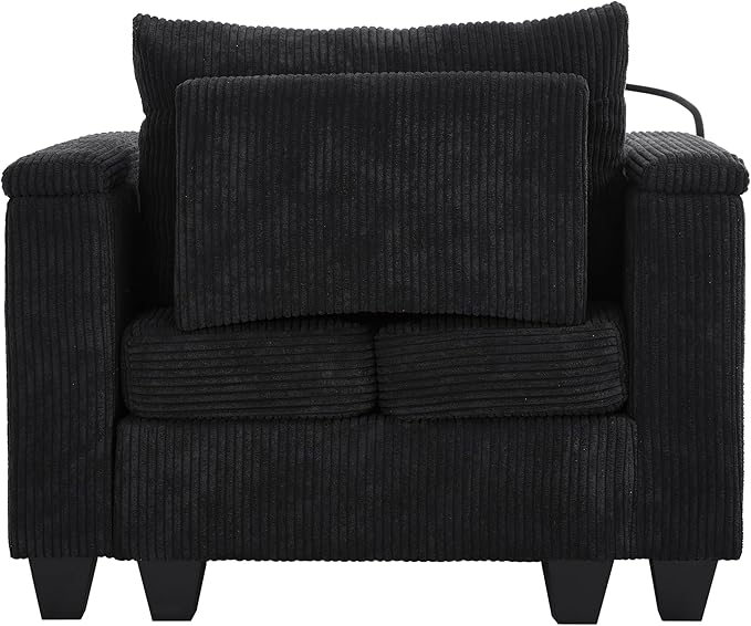 37.4 Versatile Chair Lounge Sleeper Daybed 2-in-1 Flexible Deep Seat Sofa Chair Convertible Recliner Chaise Lounge W/ Storage ArmsUSB PortsCupholdersPhone Holder Pockets for Living Room Bedroom