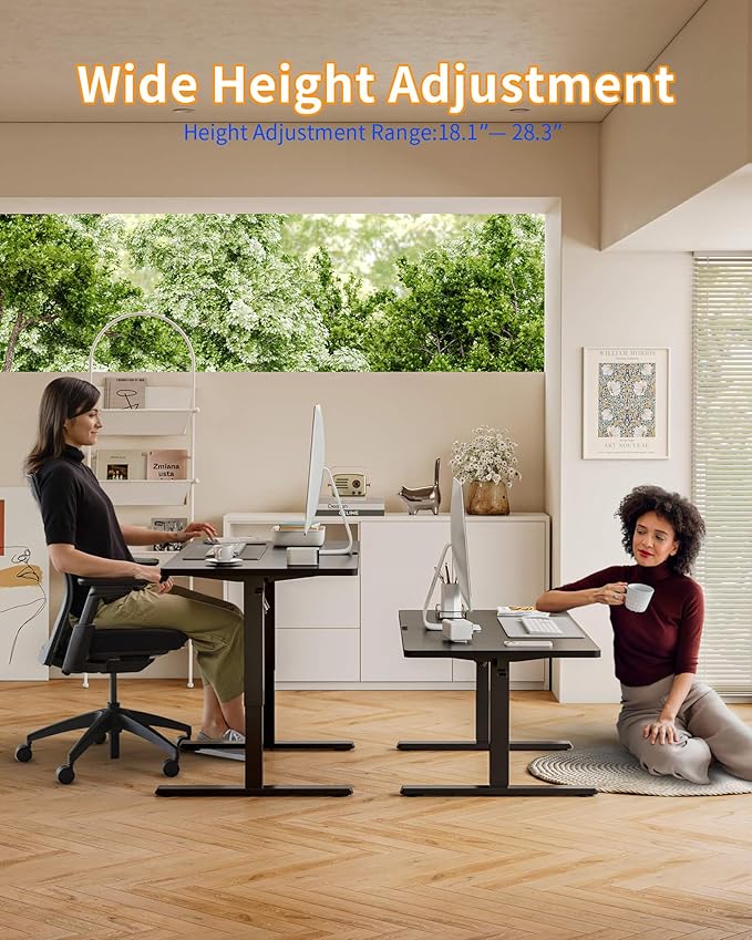 YIHAYO One-Piece Low Height Adjustable Desk Lifts 18.1-28.3 Inches Electric Standing Desk for Short People 32 x 24 Inches Computer Table with Splice Board for Home Office Black