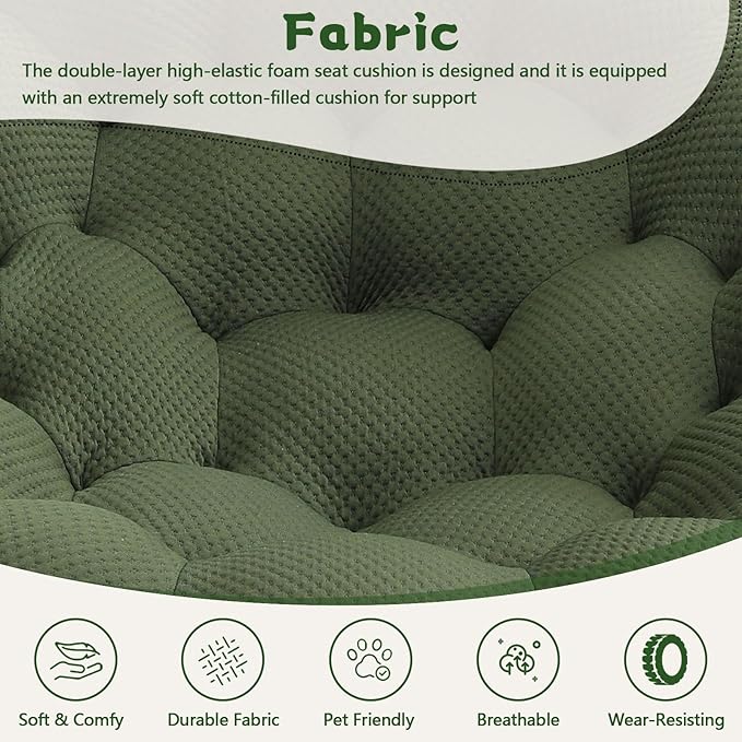 36 Oversized Bubble Chair Upholstered Mesh Fabric Bubble Sofa Couch &amp Floor Lounge Chair with 3D Honeycomb Design for Living Room Office Apartment Small Space - No Assembly Required (Green)