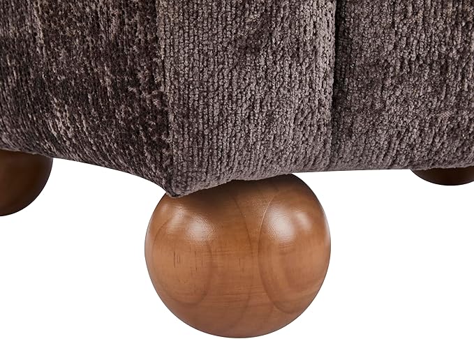 Christopher Knight Home Lindy Wingback Accent Chair Upholstered Armchair with Rounded Wooden Legs Curved Backrest Single Sofa Soft Cushion Seating Comfy Lounge Chair for Living Room Dark Brown