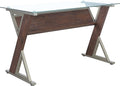 OSP Home Furnishings Zenos 48 Inch Desk with Floating Glass Top Traditional Cherry