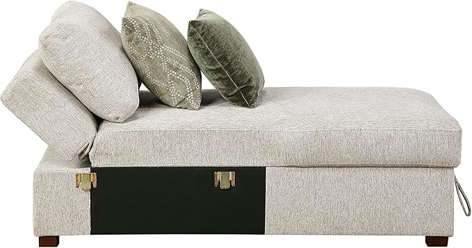 Lexicon Modular Sectional Sofa Module for Sectional Couch Armless Convertible Storage Chaise 2 Pillows Adjustable Backrests Removable Back Cushion Cover Microfiber Sand
