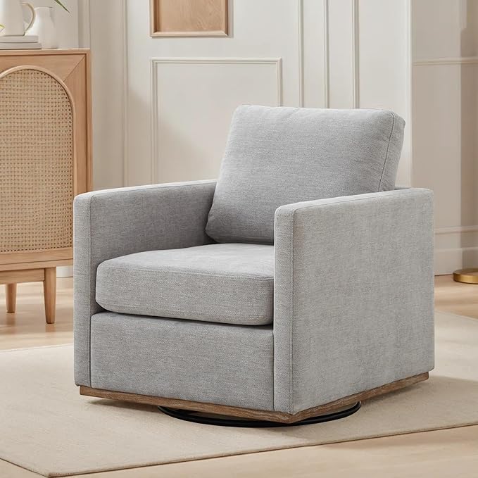 Mlmh &amp Kngwa 30.7 Swivel Accent Chair for Living Room Mid Century Modern Armchair Reading Chairs for BedroomChenilleLight Gray