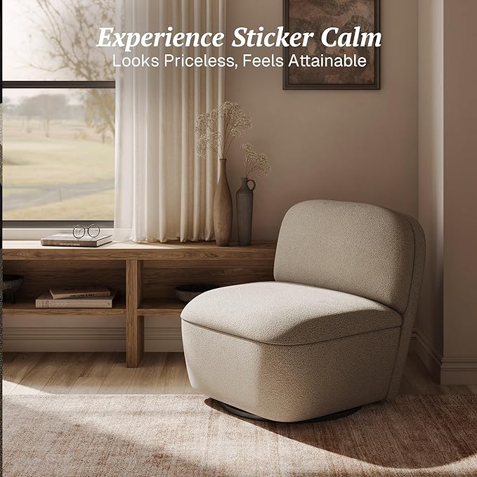 BELLEZE Set of 2 Modern Upholstered Swivel Accent Chair with Hidden Storage 360° Rotating Chair Easy Assembly Compact Chair for Living Room Bedroom Office Space-Saving Design - Beige