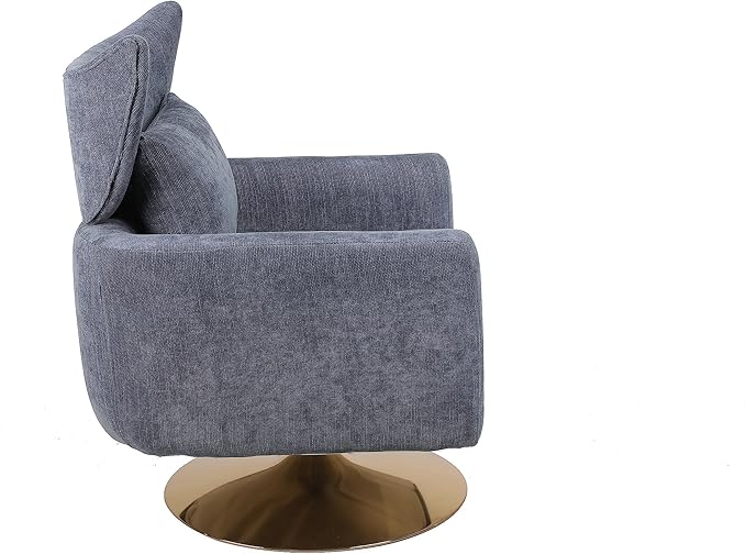 JOSHEN 360 Swivel Accent Chair IndoorModern Linen ArmchairComfortable Upholstered Lounge Chair with Metal Base for Living RoomApartmentOfficeGray