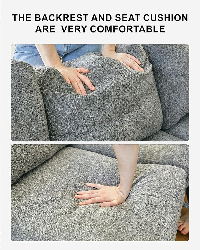 Belffin Chenille Corner Seat for Modular Couch. Sectional Sofa Module. Light Grey.