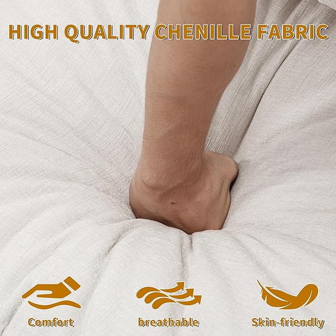 108 U Shaped Couch Modular Sectional Sofa Chenille Cloud Couch with Movable Ottoman 3 Deep Seat Small Sectional Couch Comfy Couch for Living Room (Beige 3 Seater with 2 Ottoman)