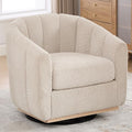 Beige Swivel Accent Chair32.3 Swivel Chair with Wide Curved BackrestThickened Upholstered Accent ChairChenille ArmchairModern Single Sofa Chair for Living Room