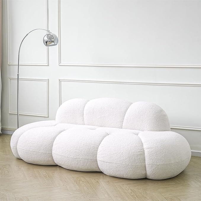 JACH Cloud Shaped Couches for Living Room Modern Comfy Upholstered Sofa Cloud Shaped Leisure Sofa Upholstered Couch for Bedroom Apartment Small Space (White No Assembly Required)