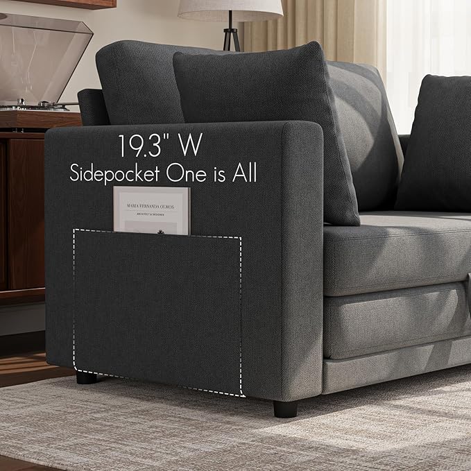 Loveseat Sofa Bed 51 in Folding Couch Bed for Small Space 2 Persons Reading Chair &amp Kids Temporary Playing Bed Rest Dark Gray