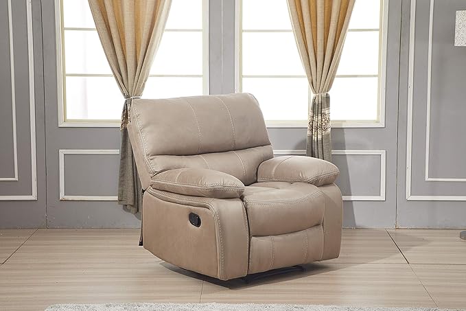 Betsy Furniture Microfiber Reclining Sofa Couch Set Living Room Set 8007 (Taupe Sofa+Recliner)