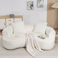 80 Boneless Loveseat Curved Cloud Sofa Couch Memory Foam Couch in a Box with 2 Pillows U-Sheaped Sofa for Living Room Bedroom Comfy Compressed Sofa No Assembly Required (White)