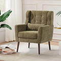 Modern Accent Chair Upholstered Arm Chair with Waist Pillow Single Sofa Chair for Living Room Bedroom Small Spaces (Olive)