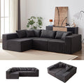 104” Modular Sectional Sofa Cloud Sectional Couch with Deep Seat Modern Modular L-Shape Sofa Couch with Chaise Upholstered Couches Sleeper Sofa Bed for Living Room Bedroom (Corduroy Black)
