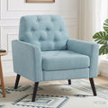 Accent Chair for Living Room Mid Century Modern Reading Chair Upholstered Armchair with Tufted Back &amp Wood Legs Single Sofa Side Chair for Bedroom Small Room Office Apartment Teal Green