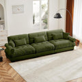 Extra Large 3-Seat Modern Velvet Sofa with Olive Green Vintage Fabric Cloud-Like Comfort Waist &amp Throw Pillows Included