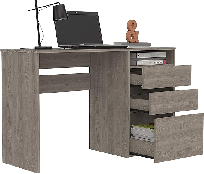 Kaimei Louisiana Writing Desk with Three Drawers - Modern &amp Spacious Home Office Desk