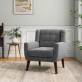 Accent Chair Mid-Century Modern Velvet Fabric Chairs with Arms for Living Room Comfy Upholstered Club Single Sofa Armchair for Bedroom Waiting Room with Solid Wood Frame (Velvet Grey Set of 1)