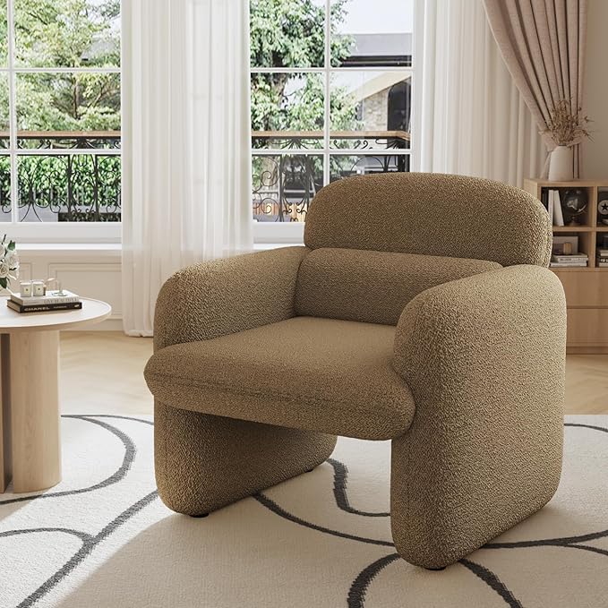 Furniliving 30.5 Accent Chairs Set of 2 Chenille Fabric Living Room Chair Comfy Upholstered Armchair Single Sofa Chair with a Waist Pillow for Bedroom/Office/Reading Spaces Yellow
