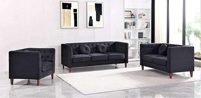 Kittleson Classic Chesterfield Velvet Accent Chair with Elegant Button Tufted Backrest