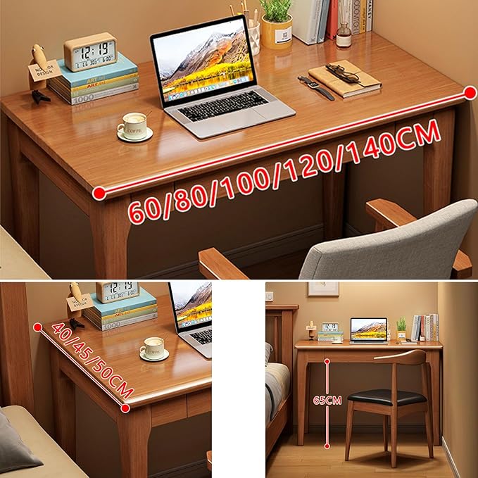 Solid Wood Computer Desk with DrawersMid-Century Modern Home Office DeskWooden Writing DeskSimple Study Table Laptop Desk Workstation for Bedroom(80x50x75cm(31x20x30inch) A)