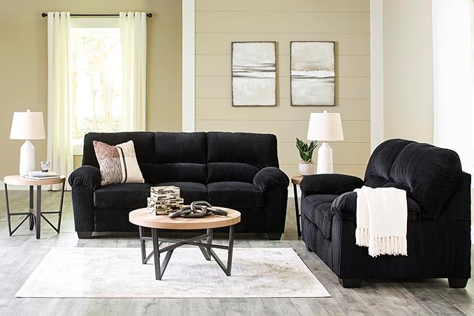 Signature Design by Ashley SimpleJoy Modern Sofa for Living Room Black