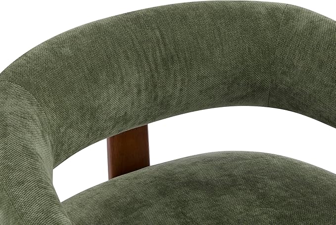 Christopher Knight Home Zax Modern Accent Chair for Living Room Upholstered Lounge Chair Indoor with Wooden Frame Comfy Reading Seating with 3 Legs Design Armchair with Cushion Green + Walnut