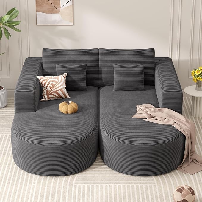 Modular Sectional Sofa BedConvertible Cloud Couches for Living Room2 Chaise Corduroy Boneless Couch Sleeper Sofa SetOversized Chaise Lounge Chair for BedroomNo Assembly RequiredGray 1PCS