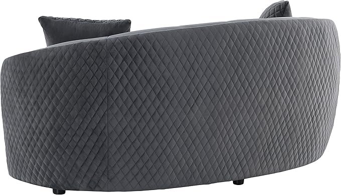 Coaster Home Furnishings - Brookside - Velvet &amp Engineered Wood - Curved Loveseat with Gold Trim and Channel Tufted Back - Living Room - Dark Gray - 504845