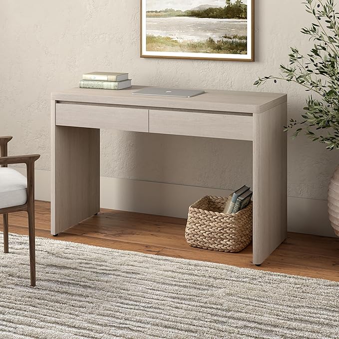 Henn&ampHart 48 Modern Rectangular Wooden Home Office Desk Computer Desk Writing Table with 2 Storage Drawers for Home Office Beech White
