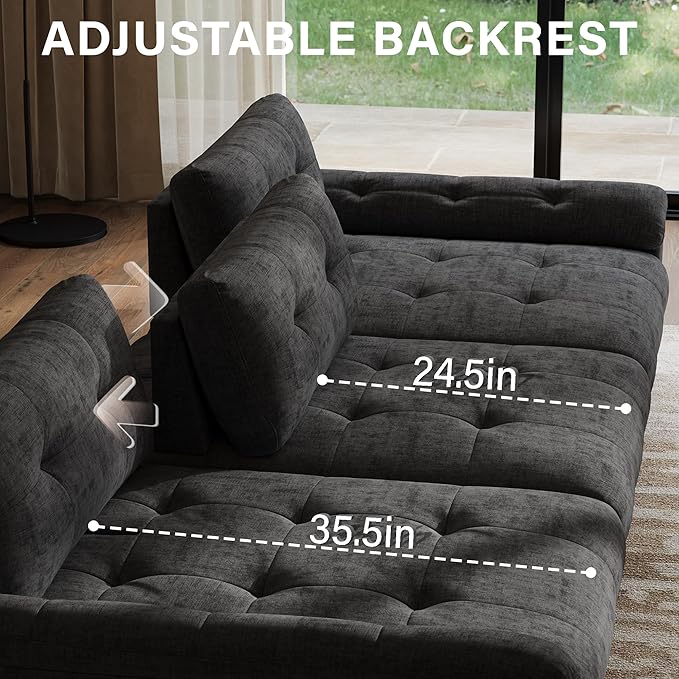 Oversized Sectional Couches for Living Room Modular Sectional Sofa with Storage &amp Adjustable Back Chenille Tufted Cloud Couch Deep Seat Loveseat Sofa 3 Seater Dark Gray