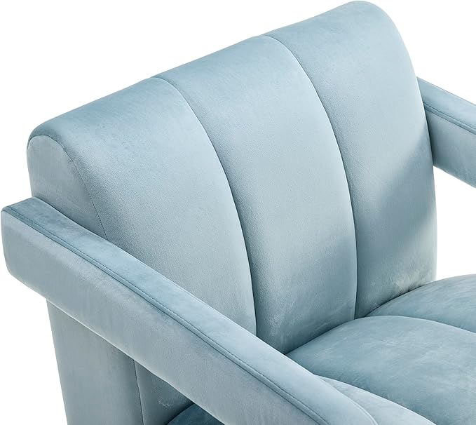 Roundhill Furniture Velmor Contemporary Velvet Accent Armchair Blue