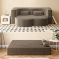 78 Convertible Sofa Bed 2-in-1 Folding Floor Couch with 2 Pillows Sleeper Sofa for Living Room and Bedroom No Assembly Required (Coffee Brown Corduroy Fabric)