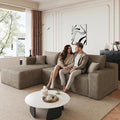 95 Cloud Sectional Sofa Boneless Couch for Living Room Modular Sectional Sofa with Deep Seat Fluffy Comfy Corduroy Couch with L-Shaped Chaise No Assembly Required (Camel Left Facing)