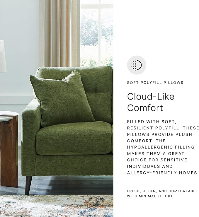 Signature Design by Ashley Bixler Mid-Century Modern Tufted Loveseat with 2 Toss Pillows Green