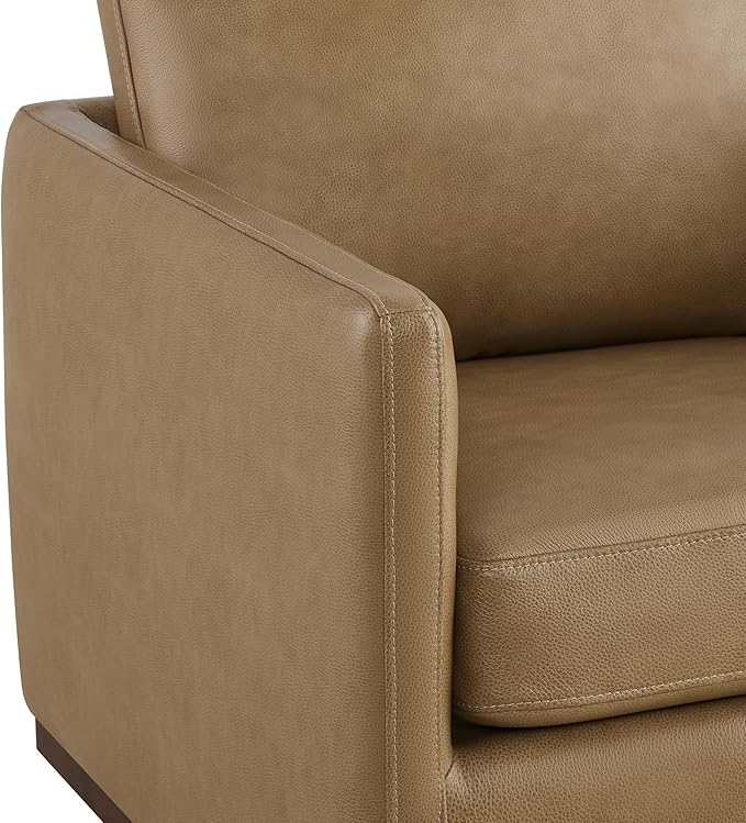 CHITA Genuine Leather Swivel Accent Chair FSC Certified Mid Century Modern Arm Chair for Living Room and Bedroom Fully Assembled Mocha