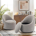 COLAMY Swivel Accent Chair Set of 2 360° Swivel Round Chair with Hidden Storage Modern Small Barrel Armchair for Living Room/Bedroom LightGrey Textile Material
