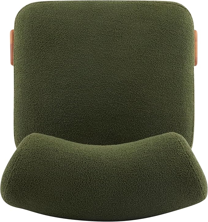 Christopher Knight Home Jillian Modern Boucle Upholstered Accent Chair Armless Living Room Single Lounge Sofa Comfy Reading Chair for Bedroom Low Profile Chair Olive Green+Brown