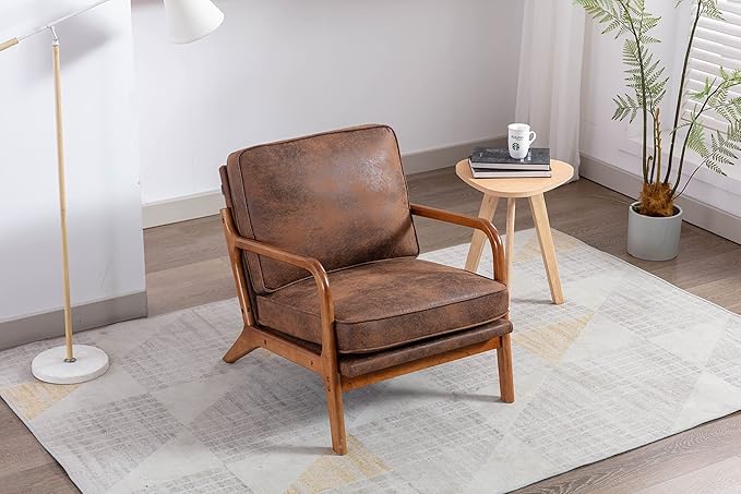 Wood Frame Armchair Modern Accent Chair Lounge Chair for Living Room