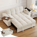 65'' 3-in-1 Sleeper Sofa Bed Convertible Loveseat with Pull-Out Couch USB &amp Type-C Ports Side Table Adjustable Backrest &amp Boucle Fabric Upholstery for Living Room &amp Office White