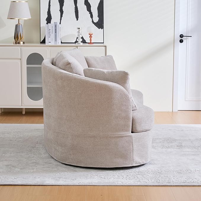 KEIKI 74” Curved Loveseat Sofa Curved Couches with 4 Removable Cushions Modern Luxury Plush Chenille Extra-Deep Seat Sofa for Small Spaces Living Rooms Bedroom Taupe