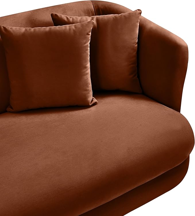 Meridian Furniture 699Cognac-C Alder Collection Modern | Contemporary Chair with Ultra Luxe Cognac Velvet 460 GSM Velvet Solid Wood Frame 38 W x 36 D x 30 H Cognac