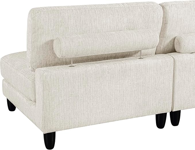 Lexicon Modular Sectional Sofa for Living Room Microfiber Upholstery Armless Chair with Pillow Units of Modular Sectional Couch Upholstered Chair for Customizable Sectional Sofa Couch Beige