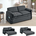 63 Velvet Pull Out Sofa Bed 3-in-1 Convertible Futon Loveseat Queen Sleeper Sofa Couch Bed with Adjustable Backrest USB Ports &amp Side Pockets Modern Sofas for Living Room Apartment Dark Grey