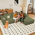 96 Modular Sectional Sofa Modern Corduroy Cloud Couch with Deep Seat Boneless Couch Upholstered 3-Seater L-Shaped Sofa for Living Room No Assembly Required (Green Right-Facing Chaise)