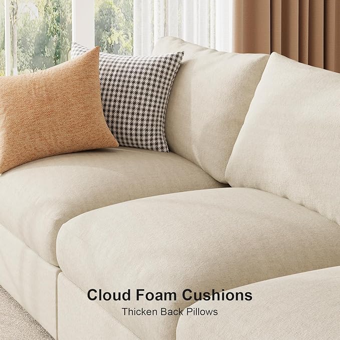 Sectional Couches for Living Room FSC Certified Velvet Modular Couch Oversized Cloud U Shaped Convertible Sleeper Sofa Chaise Detachable Armrest Cushio (Chenille Beige U Shape 8 Seat)