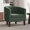 BELLEZE Green Accent Chairs for Living Room Elegant Arm Chair Upholstered Tufted Barrel Chair Club Chair for Bedroom with Sturdy Legs and Linen Fabric - Berlinda (Green)