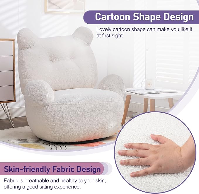 Swivel Accent Chair Short Plush Particle Velvet Armchair360 Degree Swivel Barrel Chair for Living Room Hotel Bedroom Office Lounge